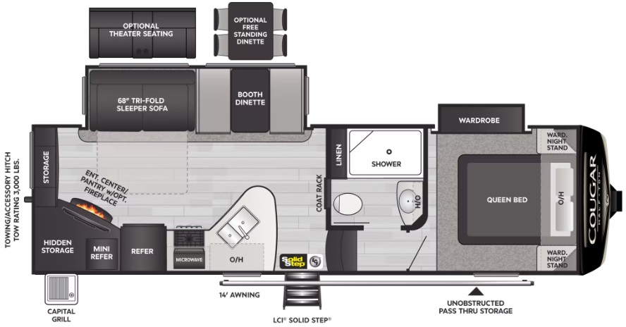 2023 KEYSTONE COUGAR 1/2 TON 25RES, , floor-plans-day image number 0